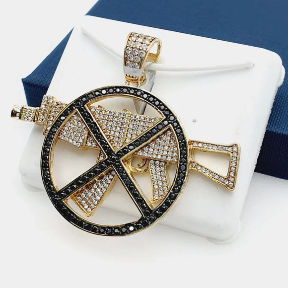 "14K Gold Plated Cubic Zircon Pendant, INUS1BR211 - Picture 2 of 10